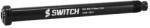 SWITCH átmenő első tengely MTB Boost 15x100 mm, 1.5-ös menet, fekete, 45g (158 mm meneten kívül, 13 mm menet, CHC kulccsal szerelhető) SWITCH Bicikli alkatrészek Kerékpár alkatrészek Kerékpár kerekek