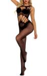  Érzéki hálós ujjatlan bodystocking elasztikus overál- fekete (W386-CZ)