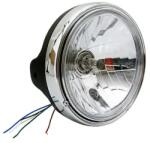 Avoc Ø200 motorkerékpár fényszóró, sima tükör Ø180mm, H4 60-55W + helyzetjelző, szatén fekete, acélház (CE minősített) Avoc Elektronika Világítások Fényszórók