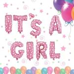 IDei Set baloane party It's A Girl, inaltime 40 cm, material folie aluminiu, roz (BSM045607)