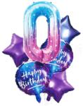 IDei Aranjament Happy Birthday, cifra 0, dimensiune 100 cm, set 6 baloane (BSM063205)