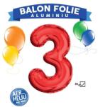  Balon cifra 3, inaltime 81 cm, folie aluminiu, rosu (JOC31417)