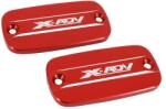 Avoc fékfolyadék tartály sapka (párban) Honda 750 X-ADV alu CNC piros-fehér mintával Avoc Futómű és fék alkatrészek Fékkarok