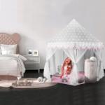 Procart Cort castel printese, mini ghirlanda roz eleganta, 135x140 cm, 6 perdele tul, pliabil, husa depozitare (DGKT18021)