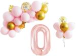 IDei Aranjament 31 baloane, Cifra 0, inaltime 70 cm, roz auriu (BSM063229)