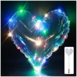  Balon cu LED multicolor, diametru 40 cm, forma inimioara, suport tip bat (JOC16827)