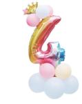 IDei Aranjament baloane folie si latex, balon cifra 4 inaltime 81 cm, set 14 bucati (BSM058636)