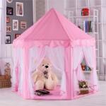 Procart Cort de joaca pentru copii, castel printese, pliabil, 6 intrari, 135x140 cm, roz (DGKT1802PINK)