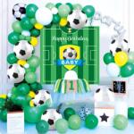 Procart Kit aranjament baloane Fotbal, fundal Happy Birthday, latex si folie de aluminiu, 59 piese (640067)