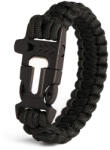 WARAGOD Bazin paracord Brățară cu fluier și cremene, neagră