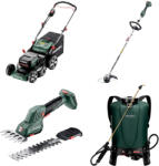Metabo Pachet Masina de gazon METABO RM36-18 LTX BL46 cu 2 acumulatori LiPower 18V 5.2 Ah si 1 incarcator DUO ASC145 Air Cooled + Trimmer METABO RTD 18 LTX BL30 + Foarfeca pentru iarba si arbusti METABO SGS1 Pulverizator