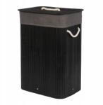 NUXIO Bambusz szennyestartó kosár fekete, zárható, szabadon álló, fogantyúval 80 l (N05007)