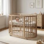 New Baby Pătuț pentru copii 3 în 1 oval + saltea New Baby cashmere