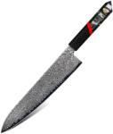 HARAHU Cuțit de bucătărie damasc ZA-37455 - Chef / Negru / Roșu KP37455