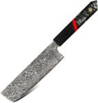 HARAHU Cuțit de bucătărie damasc ZA-37458 - Nakiri / Negru / Roșu KP37458