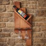 ATELIER 49 Suport de perete pentru vin cu 1 sticla si 2 pahare , 70 A 27 cm (ATE49-ART-153943) Suport sticla vin