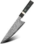 HARAHU Cuțit de bucătărie damasc ZE-37476 - Chef / Verde / Negru KP37476