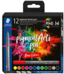 STAEDTLER Ecsetirón készlet "Pigment brush 371", 12 különböző alapszín