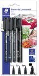 STAEDTLER Alkoholos marker készlet, vegyes "Lumocolor® 60" 4 különböző vonalvastagság, fekete (TS60BK6)
