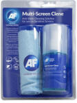 AF International Tisztítófolyadék, képernyőhöz, mikroszálas nagy kendővel, pumpás, 200 ml "Multi screen-clene