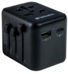 Verbatim Utazóadapter, univerzális, USB-A(QC 3.0)/USB-C(PD20W)2xUSB "UTA-02