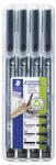 STAEDTLER Alkoholos marker készlet, OHP "Lumocolor® 31", 4 különböző vonalvastagság, fekete (TS319WP4GS)