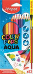 Maped Akvarell ceruza készlet, háromszögletű, ecsettel "Color'Peps", 12 különböző szín (IMA836011)