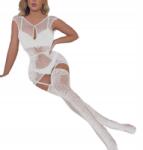 Szexi bodystocking szett harisnyával Fehér hálós Nyitott hátrész (W534-B)