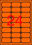 APLI Etikett, 64x33, 9 mm, színes, kerekített sarkú, neon narancs, 480 etikett/csomag