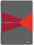 Leitz Spirálfüzet, A4, vonalas, 90 lap, PP borító "Office", szürke-piros