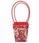 Trend-Deco Piros virágos ajándéktasak macival és szívekkel Valentin napra