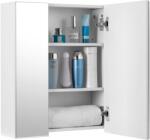 VASAGLE Fali fürdőszobaszekrény tükörrel, 3 ajtós tárolószekrény, 60 x 15 x 55 cm, fehér (BBK22WTV1) - vasbutor