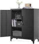 SONGMICS Iratszekrény, többfunkciós garázsszekrény, irodai szekrény 2 ajtóval fekete színben (OMC013B01) - vasbutor