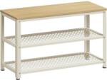 VASAGLE 2 polcos cipőtartós pad, 30 x 73 x 45 cm tölgy bézs és klasszikus fehér (LBS073W09) - vasbutor
