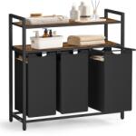 VASAGLE Szennyesszortírozó, szennyeskosár 3 kihúzható és kivehető zsákkal, 3 × 40 L, barna és fekete (BLH213B01) - vasbutor