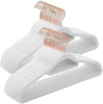 SONGMICS Bársony vállfa, csúszásmentes ruhaakasztó 50 darab, fehér-rosegold (CRF021W02)