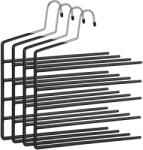 SONGMICS Nadrágtartó akasztók, 5 sávos ruhaakasztók, 4 darabos készlet, fekete (CRI034B02) - vasbutor