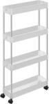 SONGMICS Keskeny 4 szintes tárolókocsi, helytakarékos polcrendszer, 40x12.5x88 cm, fehér (KSC08WT)