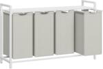 VASAGLE 4 rekeszes szennyeskosár 4 × 40 L, 116 × 33 × 72 cm, krémfehér és matt fehér (BLH401W01)
