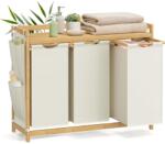 SONGMICS Szennyeskosár 3 rekesszel, 3 x 50 l, 94 x 33 x 78 cm, krémfehér (RLH115W01) - vasbutor