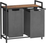 VASAGLE Szennyestartó 2x46l, kihúzható és levehető ruhatartó zsákkal, szürke (BLH201G01)