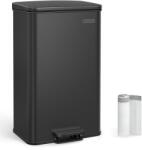 SONGMICS Konyhai szemetes 40l, nagy pedálos kuka fedéllel, 15 szemeteszsák mellékelve, fekete (LTB540B4002)