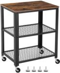 VASAGLE Gurulós kiszolgáló kocsi, konyhai polc 4 görgon 60 x 77, 5 x 40 cm rusztikus barna (LRC78X) - vasbutor