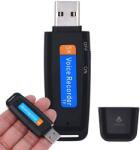 Spionescu USB pendrive hangrögzítővel, Spy, akár 12 órás hangfelvétel, TF kártyahely, gyors aktiválás, 10 m hatótávolság, USB 2.0, Windows/iOS kompatibilis, fekete (EJ-588)