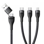 Baseus Cablu incarcare Baseus Flash Series III 3in1, USB-A / USB-C - Lightning / 2 x USB-C, 100W, 1.5m (Negru)