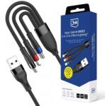 3mk Protection Cablu Incarcare 3MK Hyper N USB-A - Lightning / microUSB / USB-C, 18W, 1.2m (Negru)