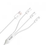 Blueo Cablu incarcare Blueo USB-A - Lightning / 2 x USB-C, 75W, 1.2m (Alb)