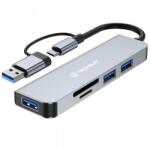 Techsuit Hub USB / USB-C Techsuit H7 DataBridge, 5in1 (Gri)