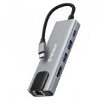 Techsuit Hub USB-C Techsuit H1 NetBridge, 5in1 (Gri)