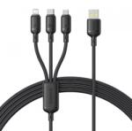 Baseus Cablu incarcare Baseus Silky 3in1, USB-A - Lightning / microUSB / USB-C, 100W, 1.5m (Negru)
